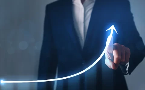 businessmen pointing digital arrow graph increase 1